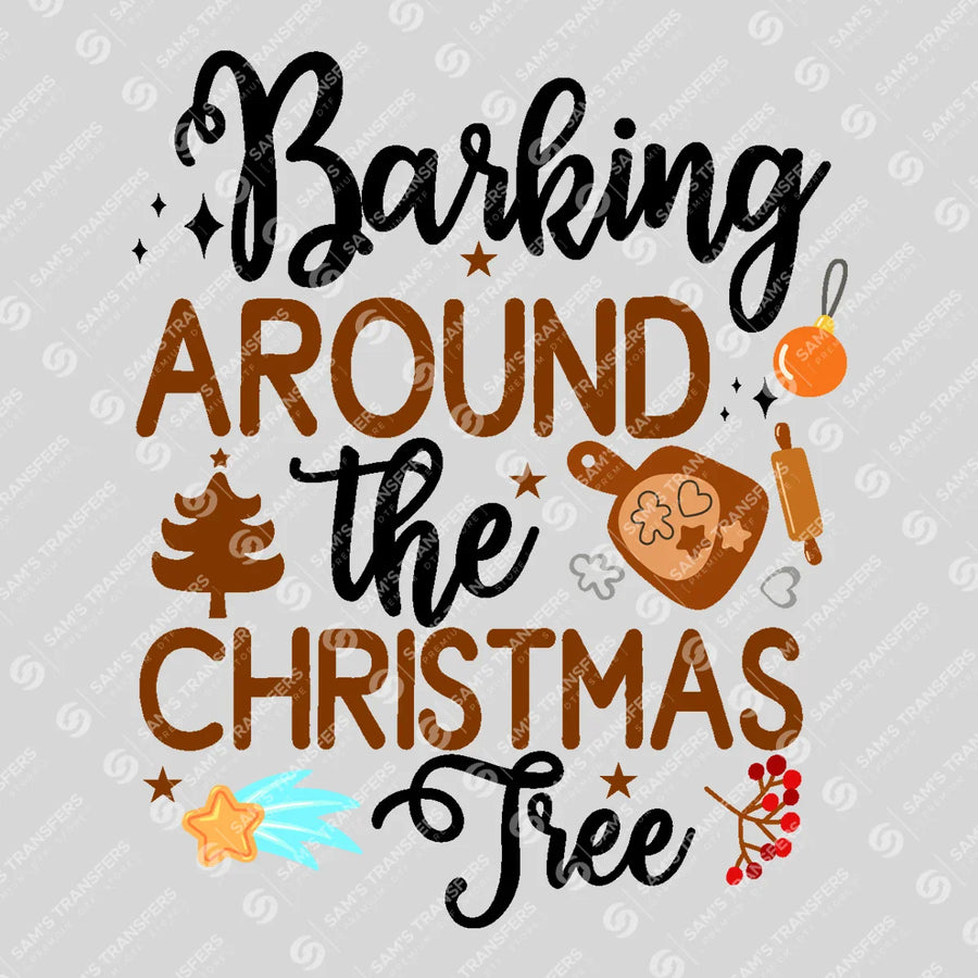 Barking Around The Christmas Tree Ready-to-Press DTF Transfer | SAT03139