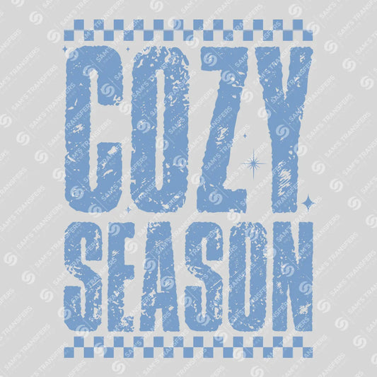 Apparel featuring a Cozy Season-themed DTF transfer.