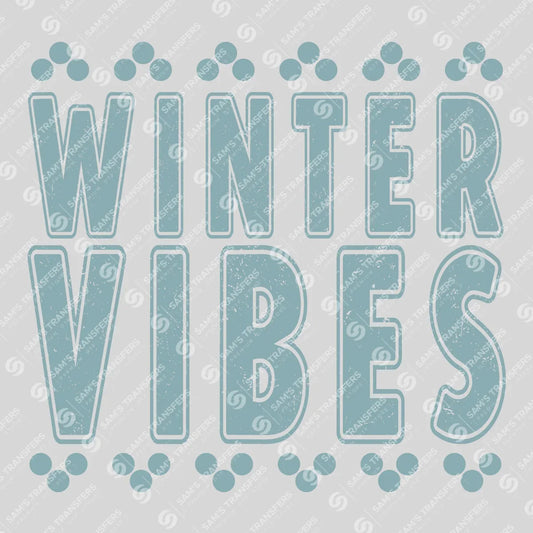 Apparel featuring a Winter Vibes-themed DTF transfer.