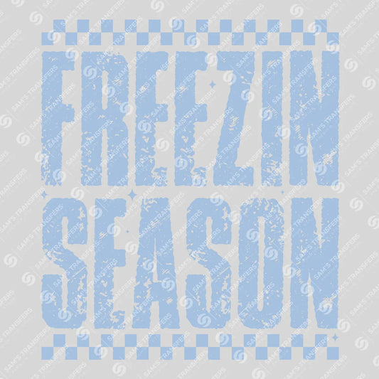 Apparel featuring a Freezin Season-themed DTF transfer.