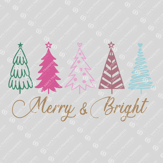 Apparel featuring a Merry And Bright-themed DTF transfer.