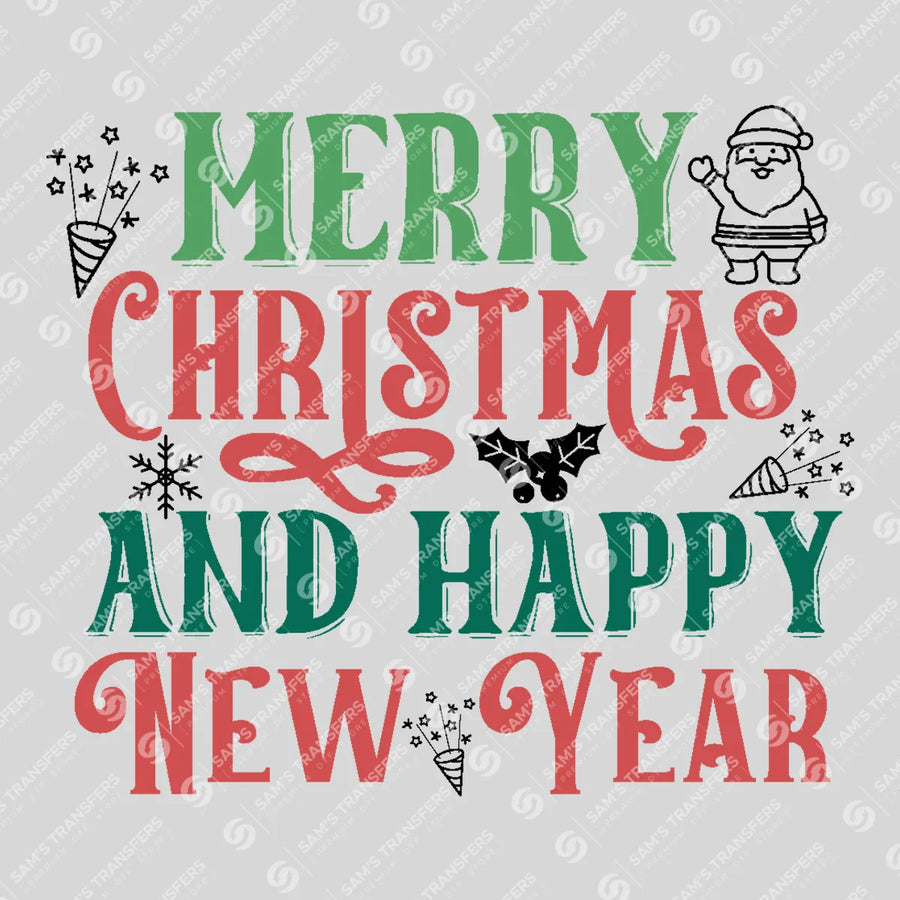Merry Christmas And Happy New Year Ready-to-Press DTF Transfer | SAT03207