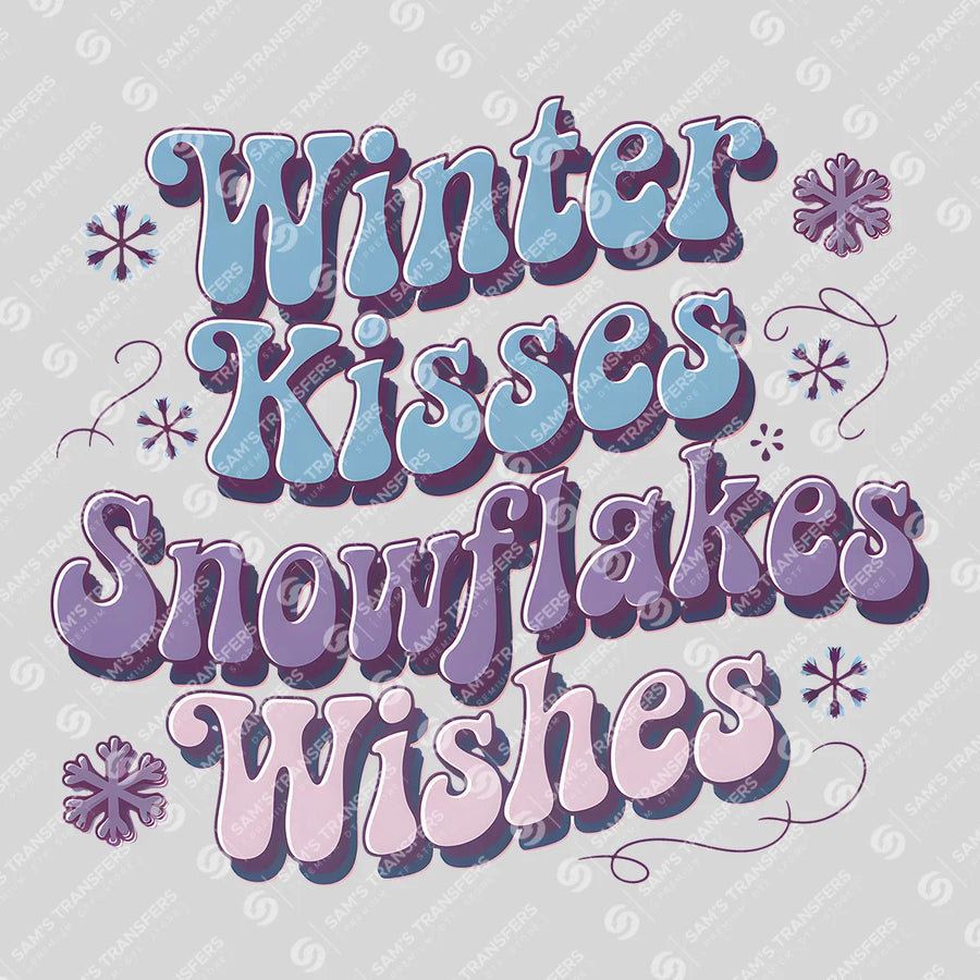 Winter Kisses Snowflake Wishes Ready-to-Press DTF Transfer | SAT03219