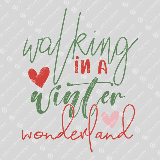 Apparel featuring a Walking In A Winter Wonderland-themed DTF transfer.