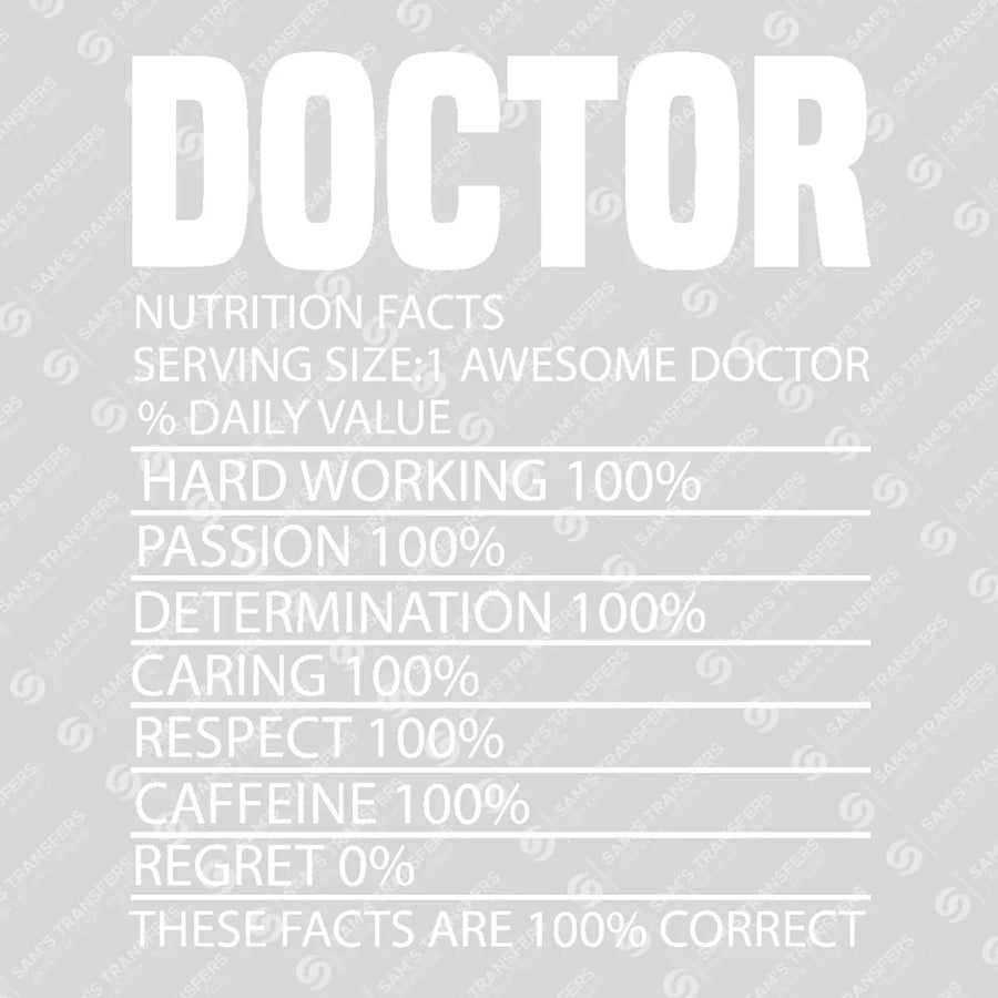Doctor Nutrition Facts Ready-to-Press DTF Transfer | SAT03305