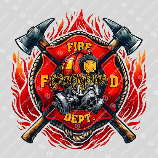 Apparel featuring a Firefighter Fire Dept-themed DTF transfer.