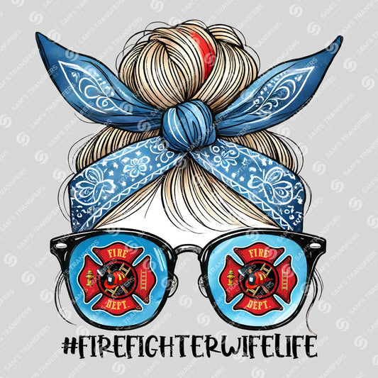 Apparel featuring a Firefighter Wife Life-themed DTF transfer.