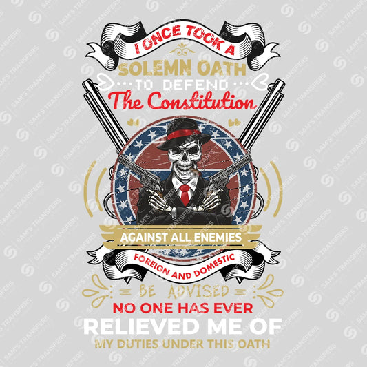 Apparel featuring a Oath To Defend The Constitution-themed DTF transfer.