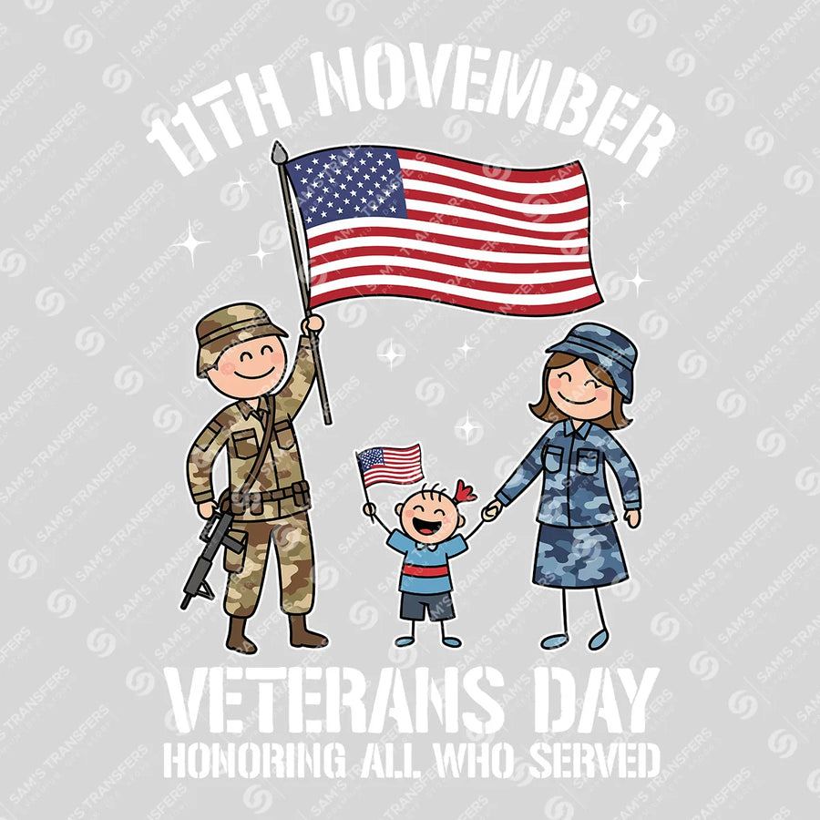 Veterans Day Honoring All Who Served Ready-to-Press DTF Transfer | SAT03741