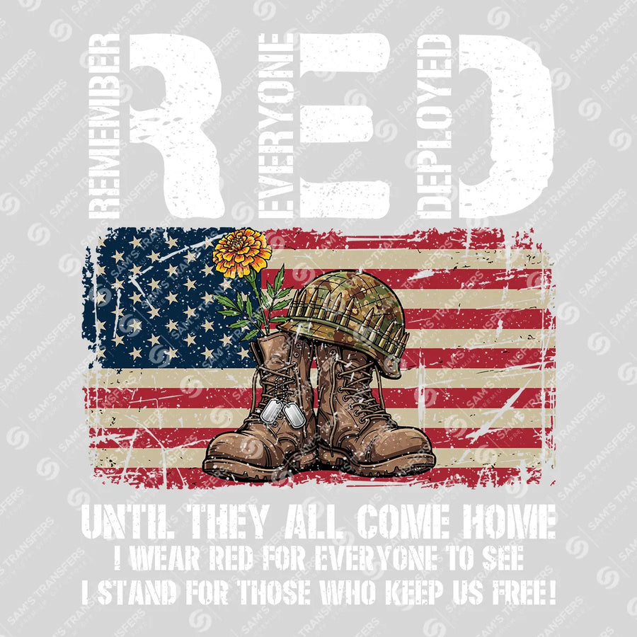Red Remember Everyone Deployed Ready-to-Press DTF Transfer | SAT03753