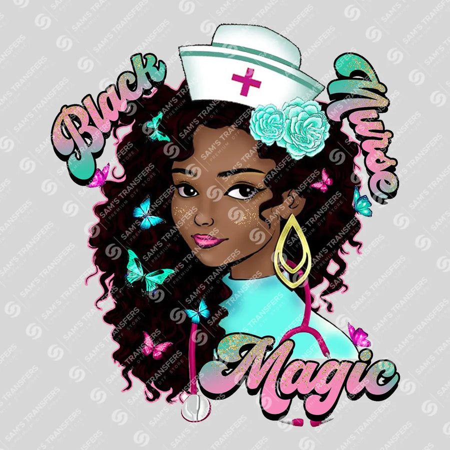 Black Nurse Magic Ready-to-Press DTF Transfer | SAT03812