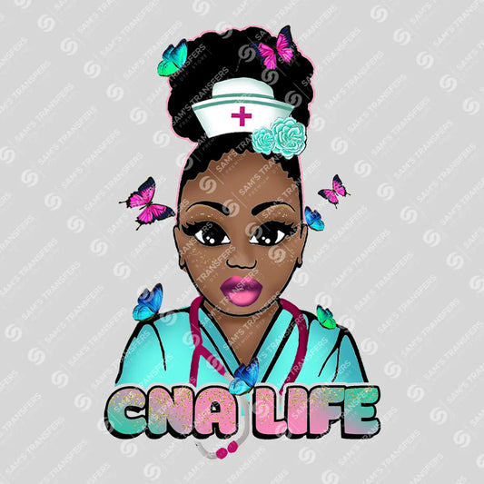 Apparel featuring a CNA Life-themed DTF transfer.