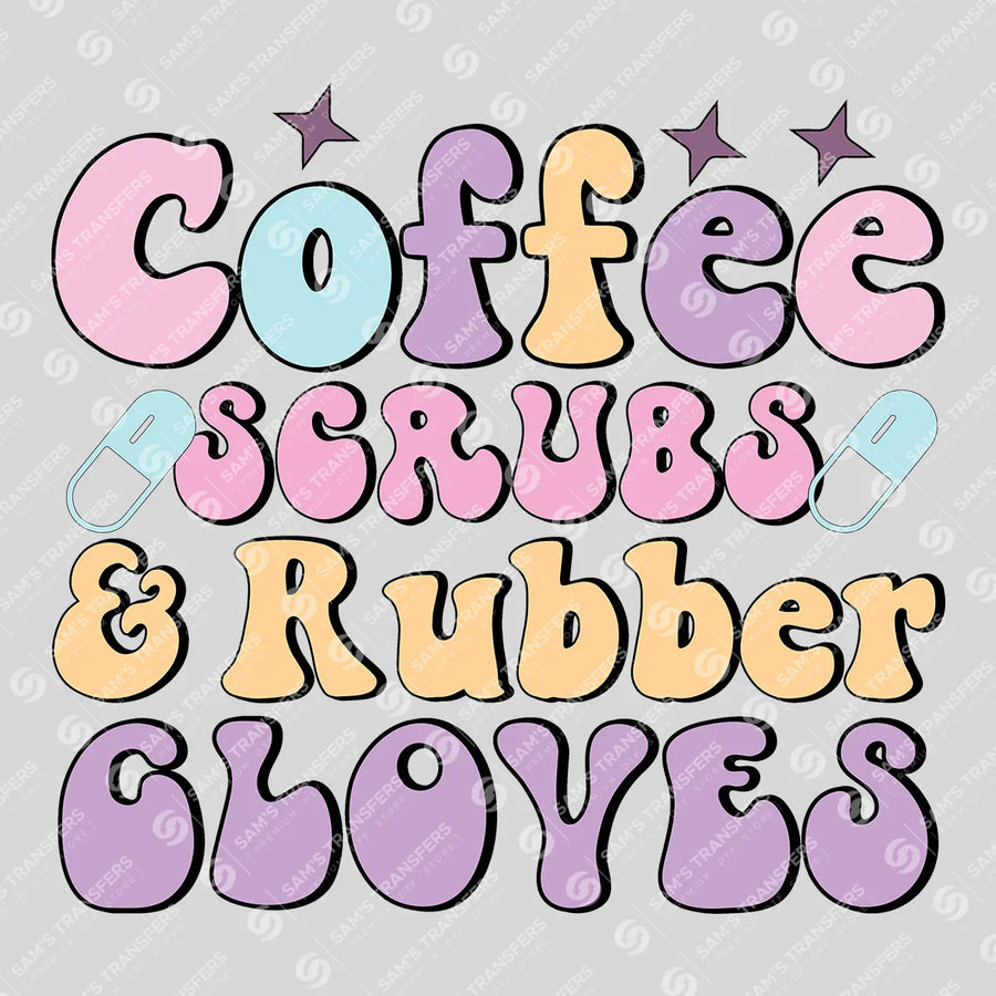 Coffee Scrubs and Rubber Gloves Ready-to-Press DTF Transfer | SAT03838