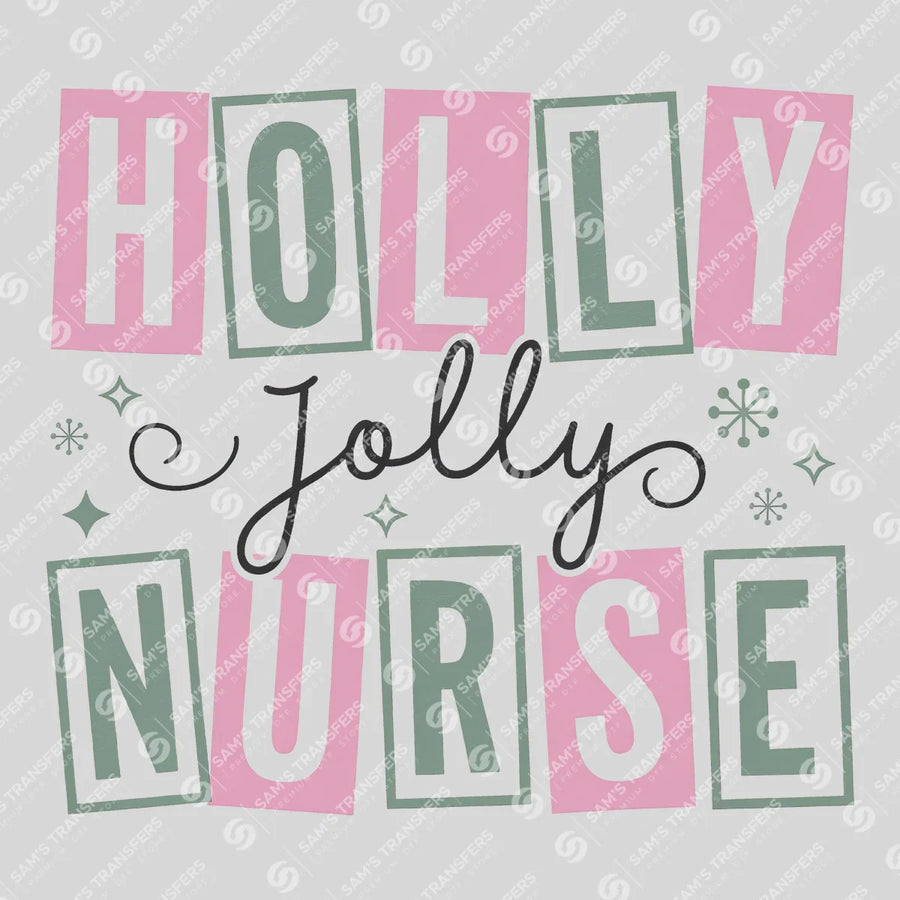 Holly Jolly Nurse Ready-to-Press DTF Transfer | SAT03845