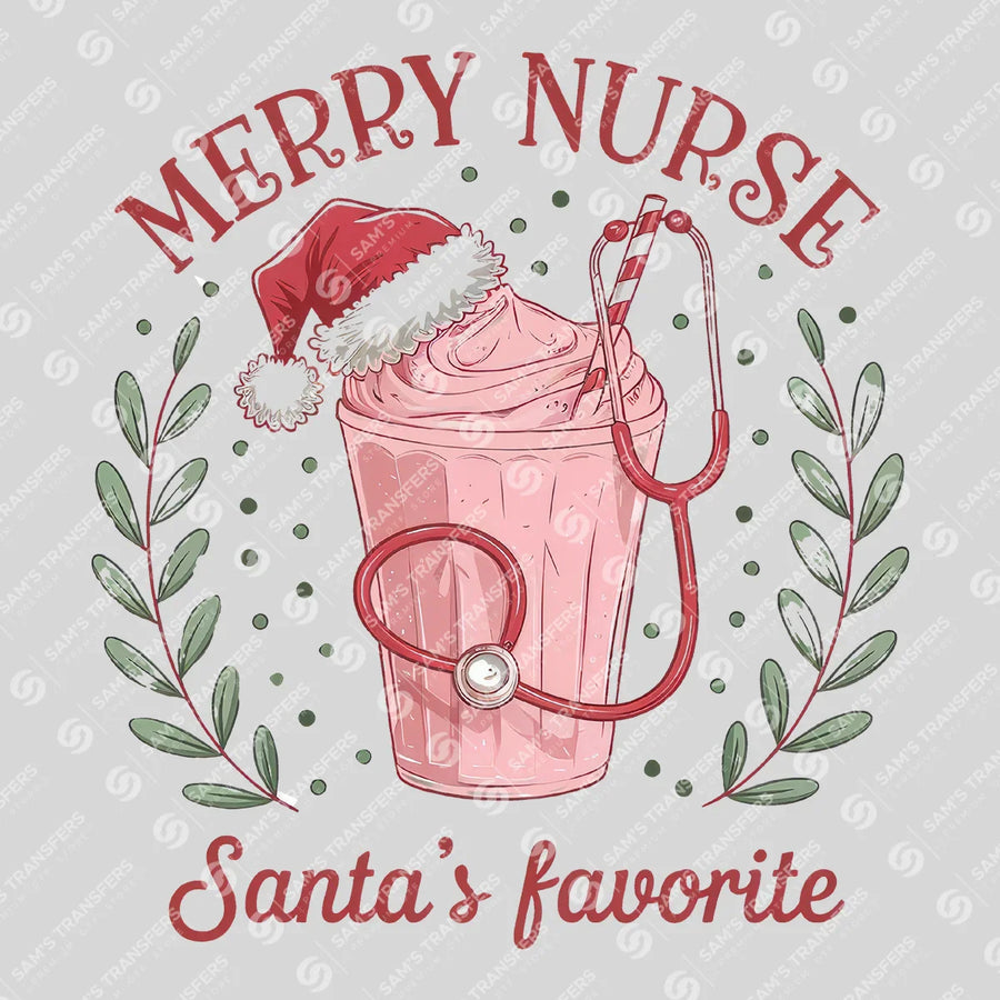 Merry Nurse Santas Favorite Ready-to-Press DTF Transfer | SAT03852