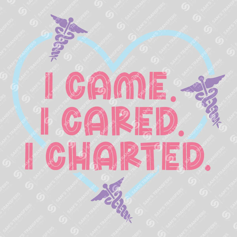 I Came I Cared I Charted Ready-to-Press DTF Transfer | SAT03856