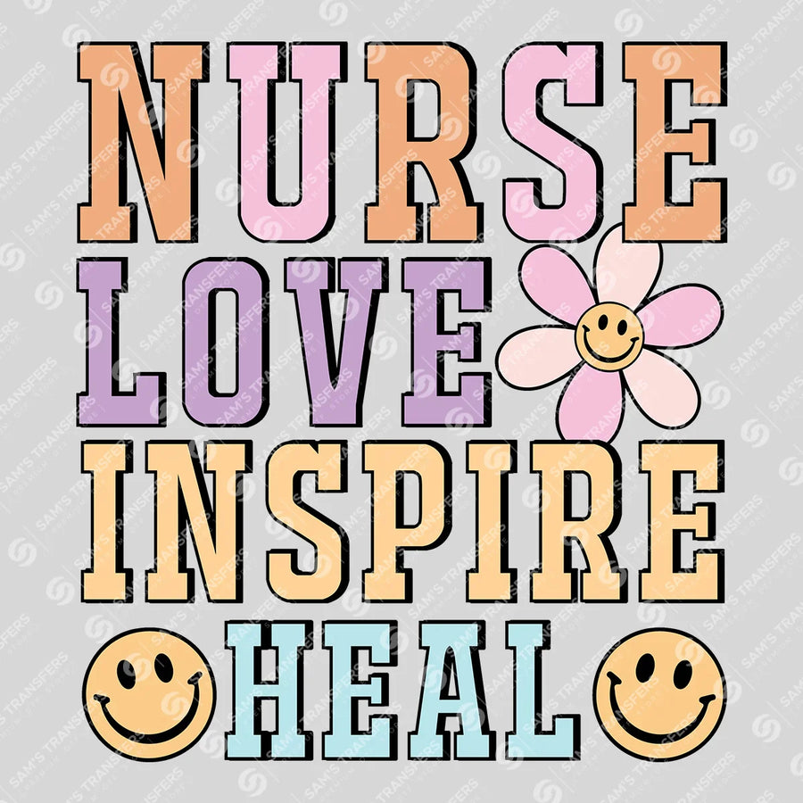 Nurse Love Inspire Heal Ready-to-Press DTF Transfer | SAT03864