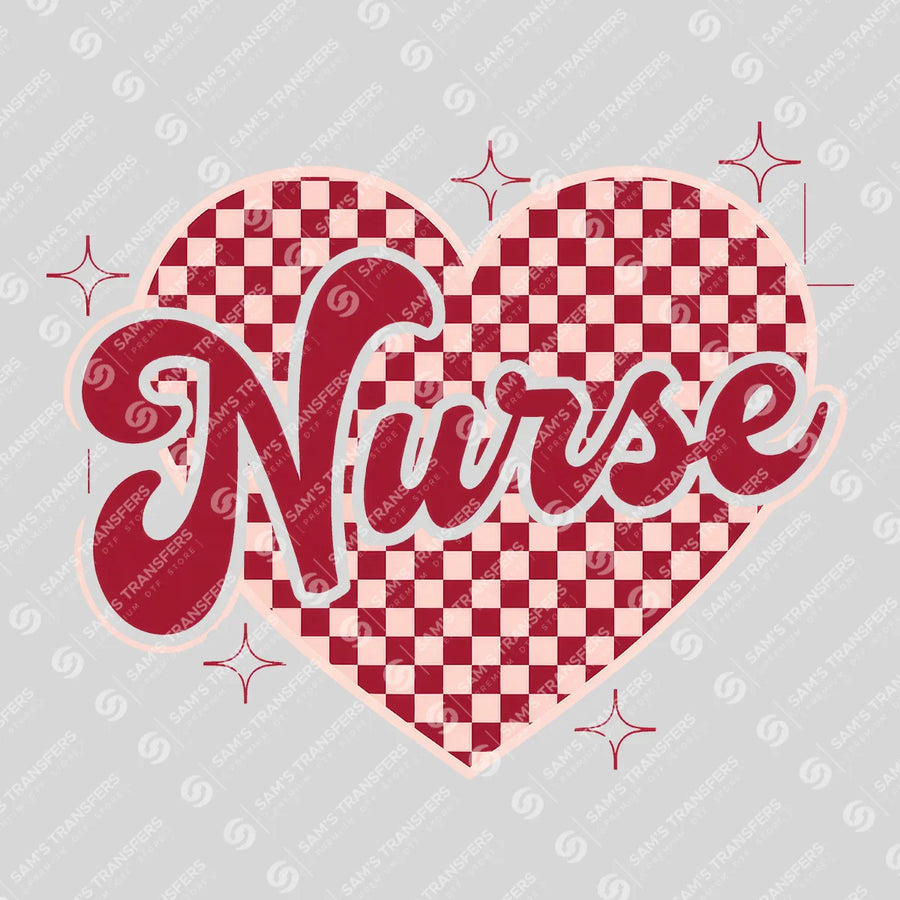 Nurse Checkered Heart Ready-to-Press DTF Transfer | SAT03866