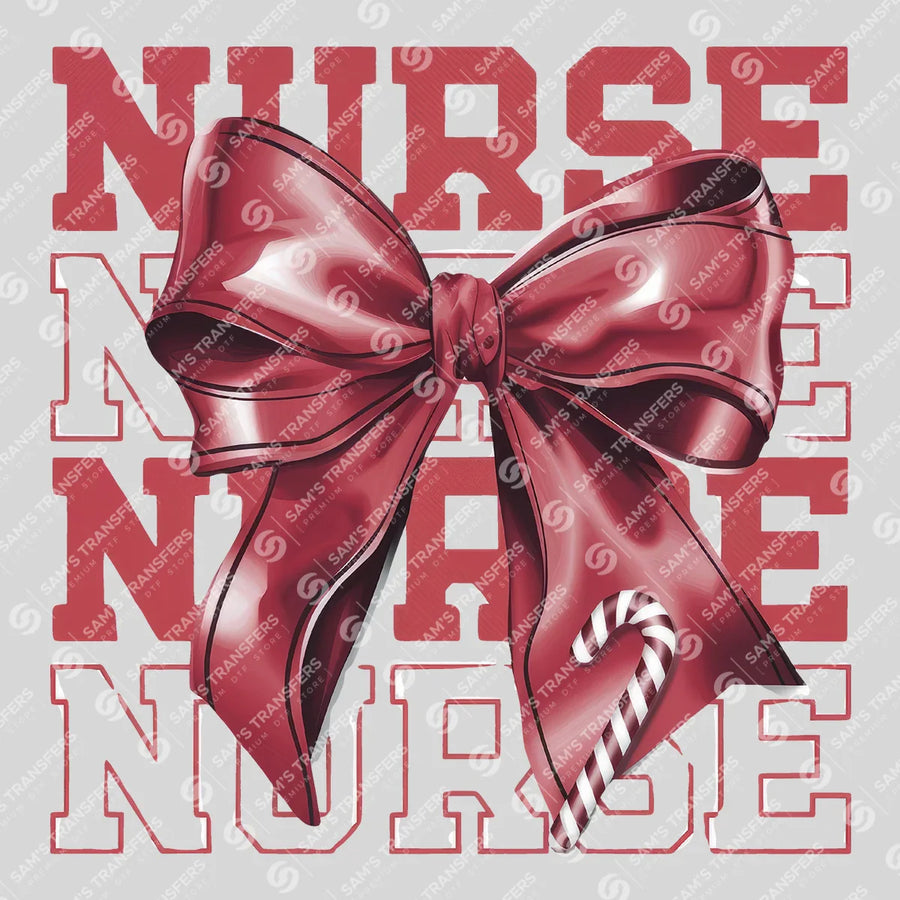 Nurse Christmas Bow Ready-to-Press DTF Transfer | SAT03880