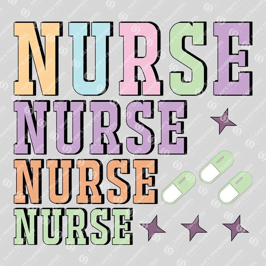Nurse Stacked Ready-to-Press DTF Transfer | SAT03885