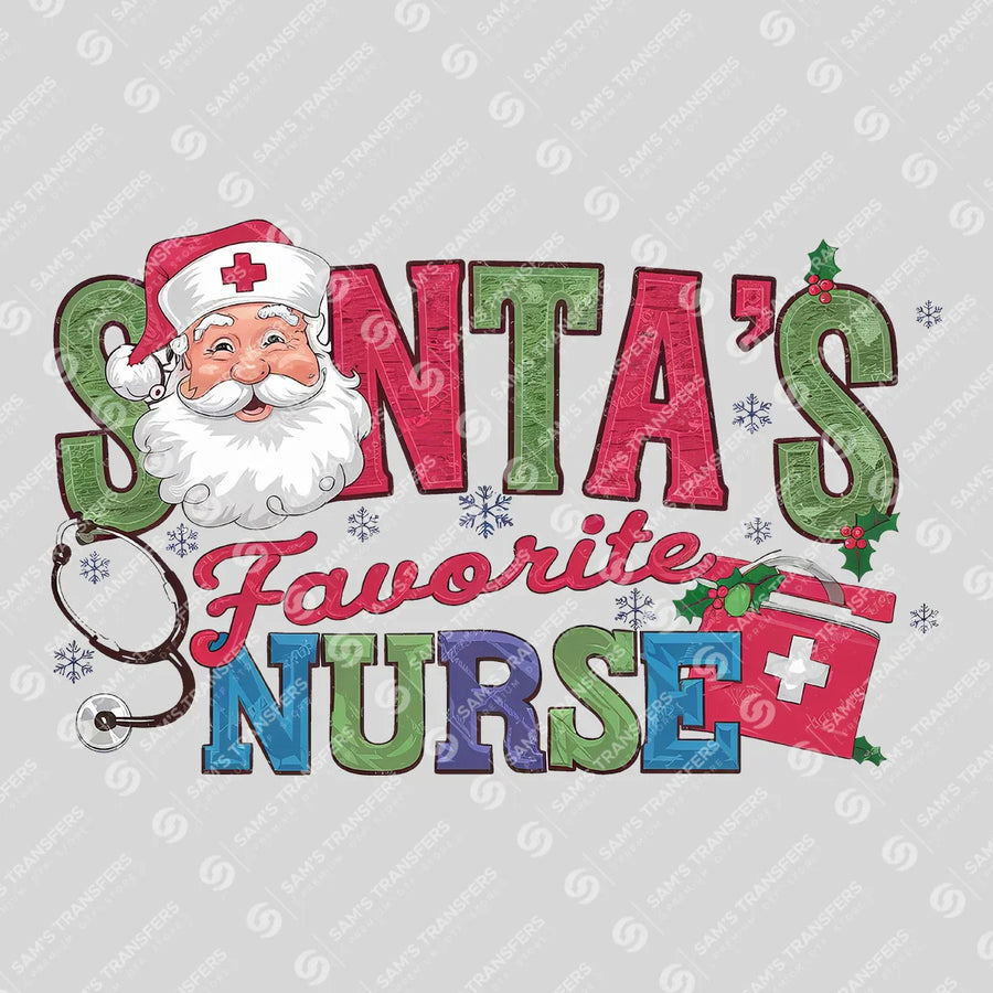 Santas Favorite Nurse Ready-to-Press DTF Transfer | SAT03891