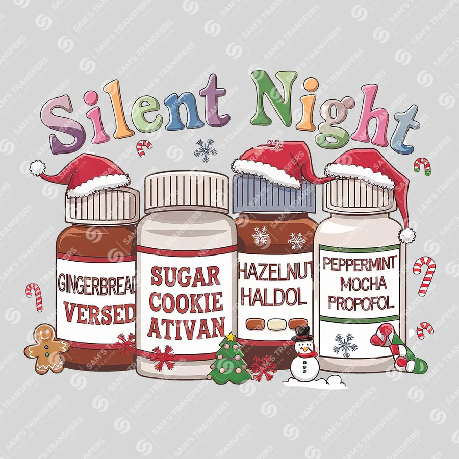 Silent Night Nurse Meds Ready-to-Press DTF Transfer | SAT03894
