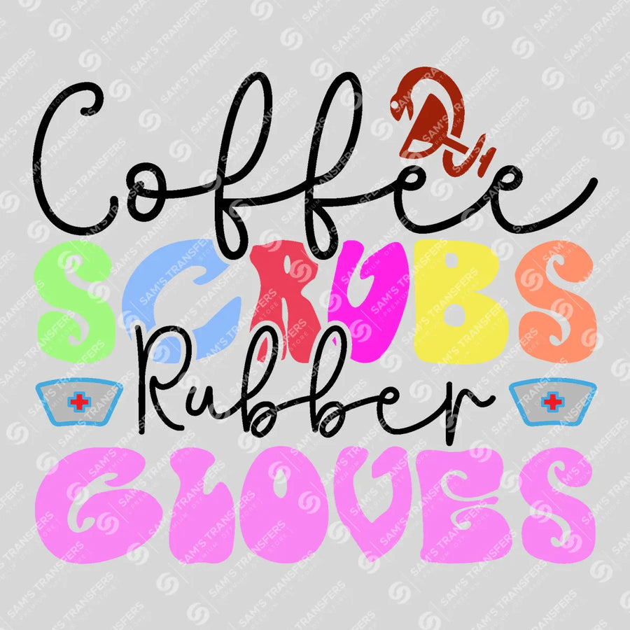 Coffee Scrubs Rubber Gloves Ready-to-Press DTF Transfer | SAT03897