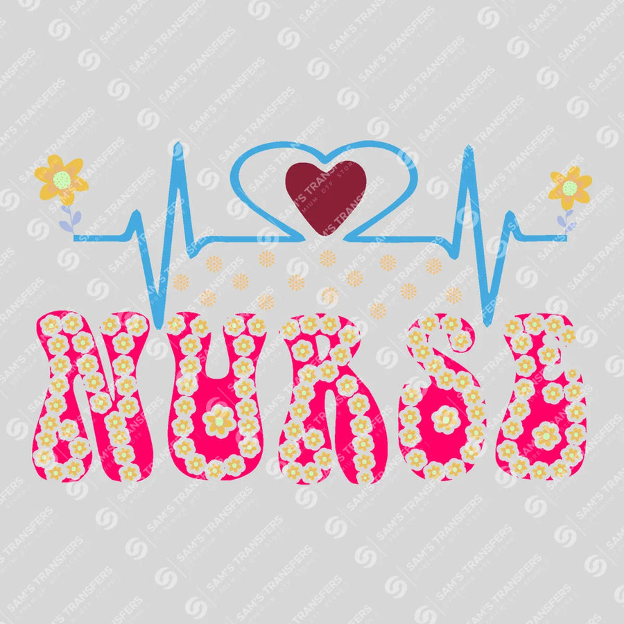 Nurse Floral Ready-to-Press DTF Transfer | SAT03904