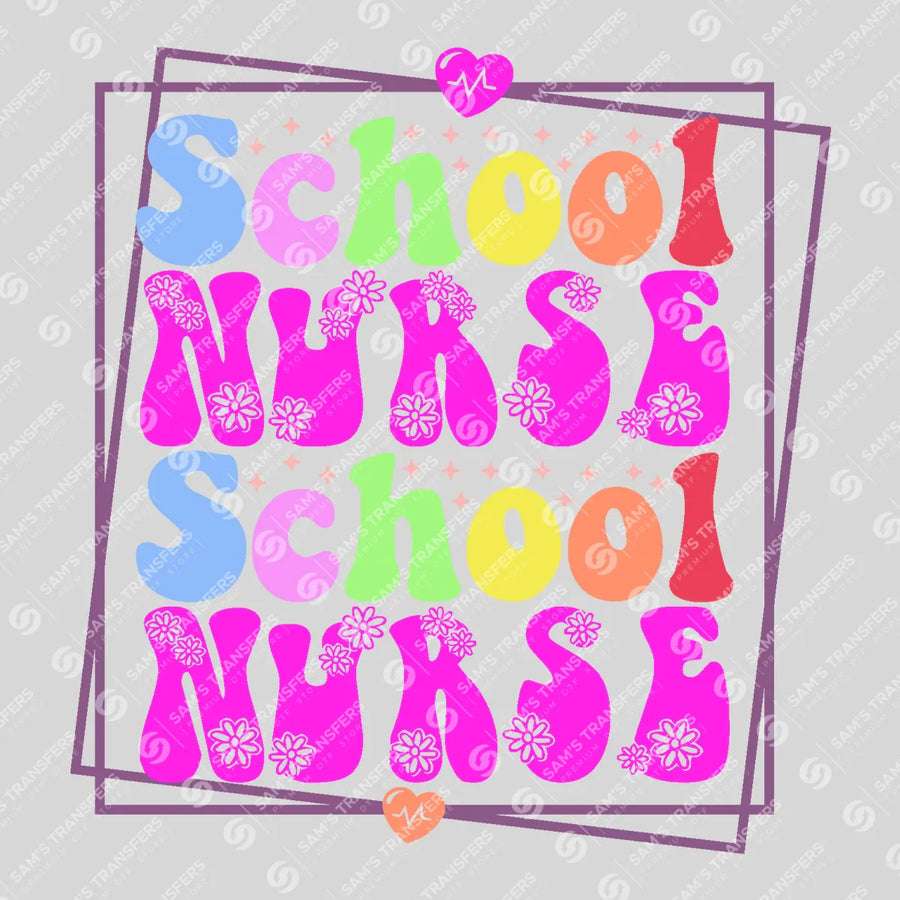 School Nurse Floral Ready-to-Press DTF Transfer | SAT03915