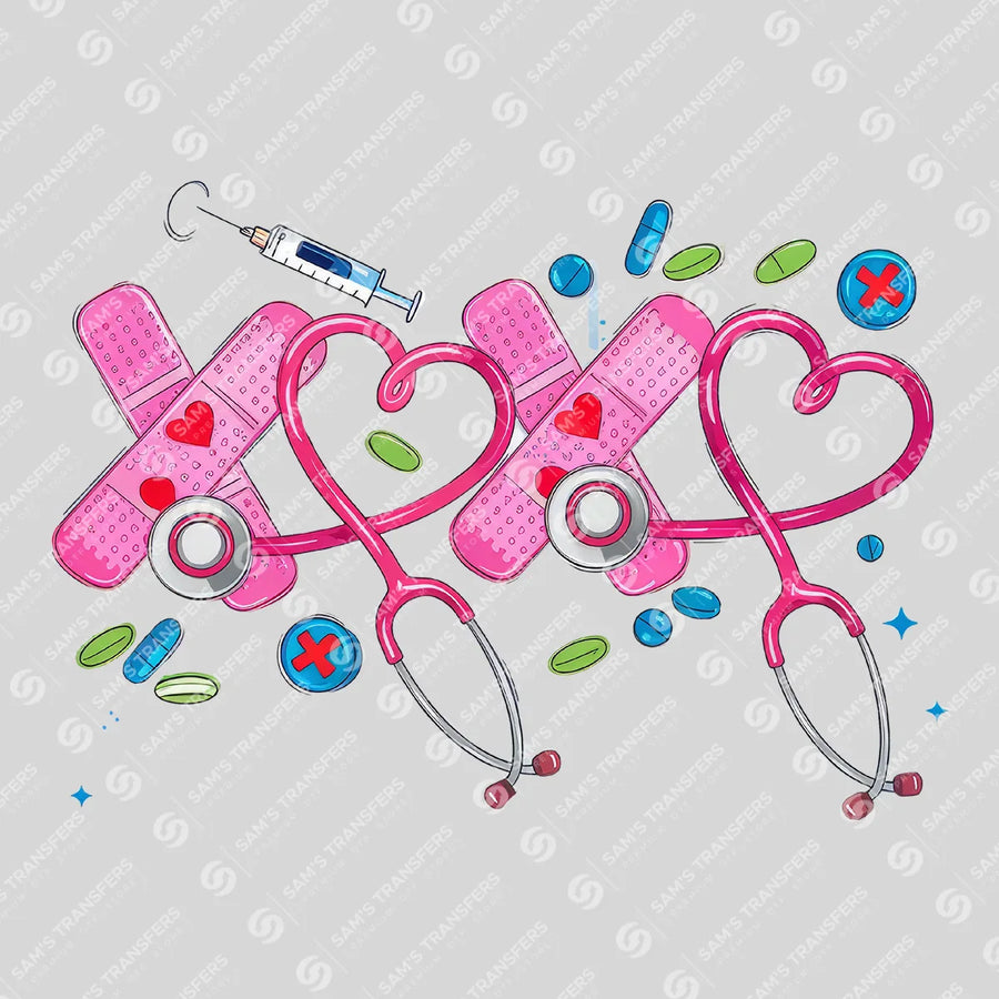 Nurse XOXO Hearts Ready-to-Press DTF Transfer | SAT03920