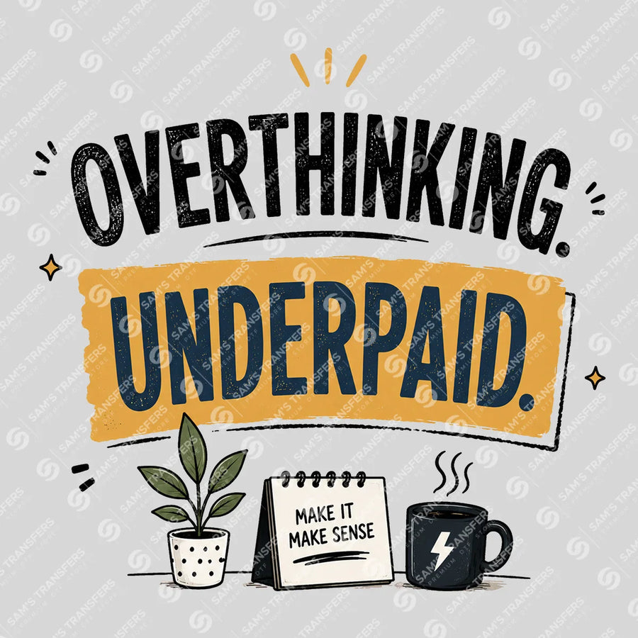 Overthinking Underpaid Ready-to-Press DTF Transfer | SAT04011
