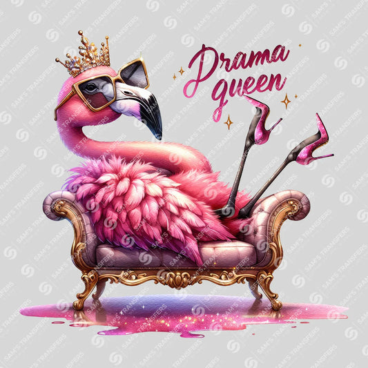Apparel featuring a Drama Queen-themed DTF transfer.