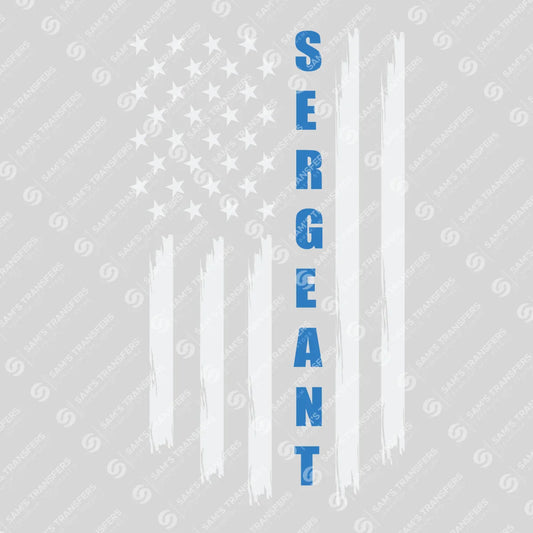 Apparel featuring a Sergeant Flag-themed DTF transfer.