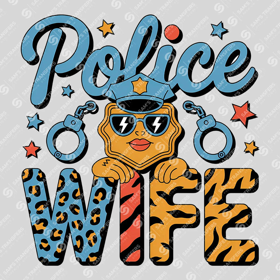 Police Wife Retro Ready-to-Press DTF Transfer | SAT04169