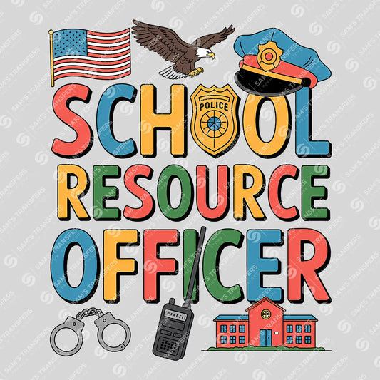 Apparel featuring a School Resource Officer-themed DTF transfer.