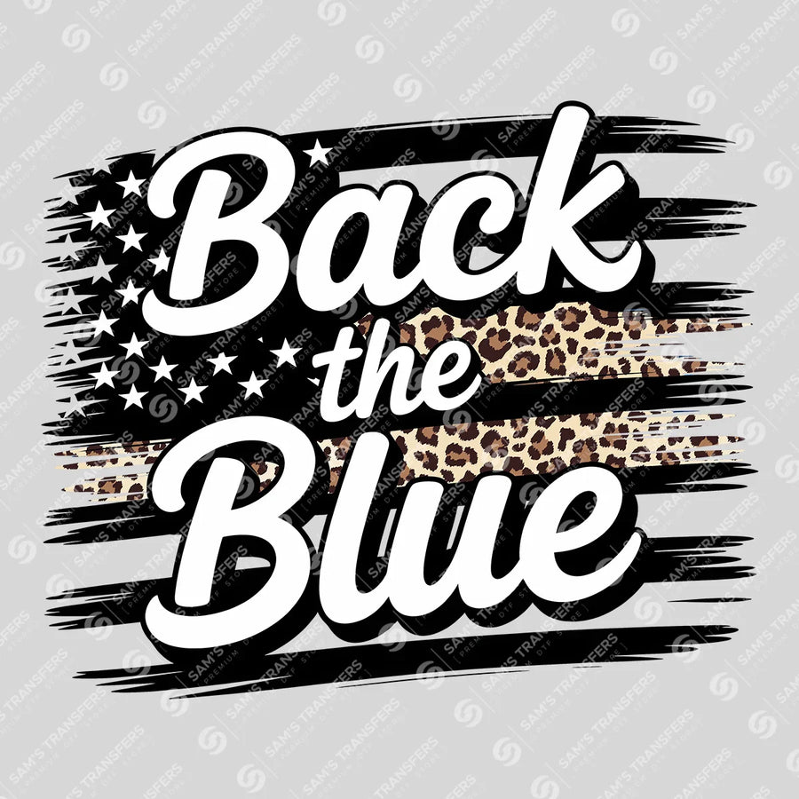 Back the Blue Leopard Ready-to-Press DTF Transfer | SAT04176