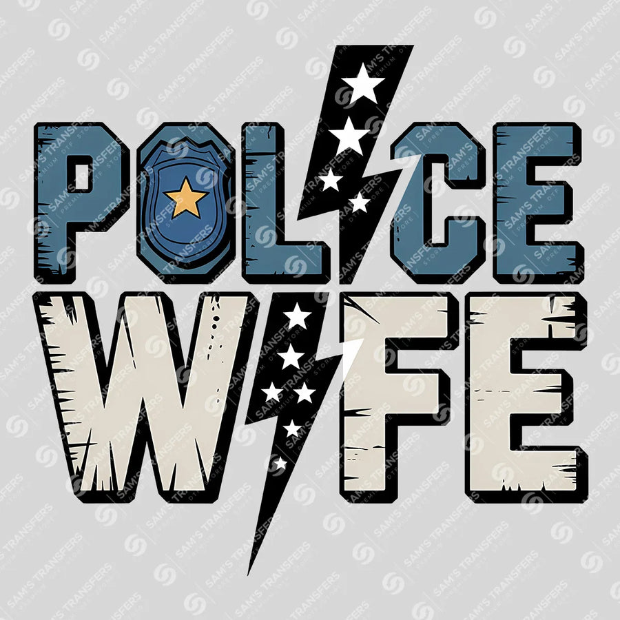 Police Wife Lightning Ready-to-Press DTF Transfer | SAT04179