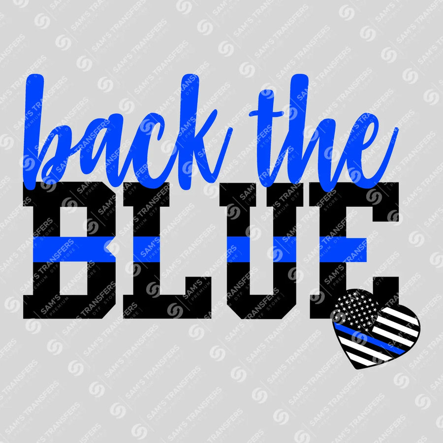 Back the Blue Heart Flag Ready-to-Press DTF Transfer | SAT04186