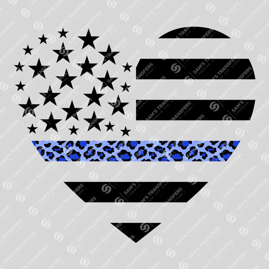 Thin Blue Line Heart Ready-to-Press DTF Transfer | SAT04190