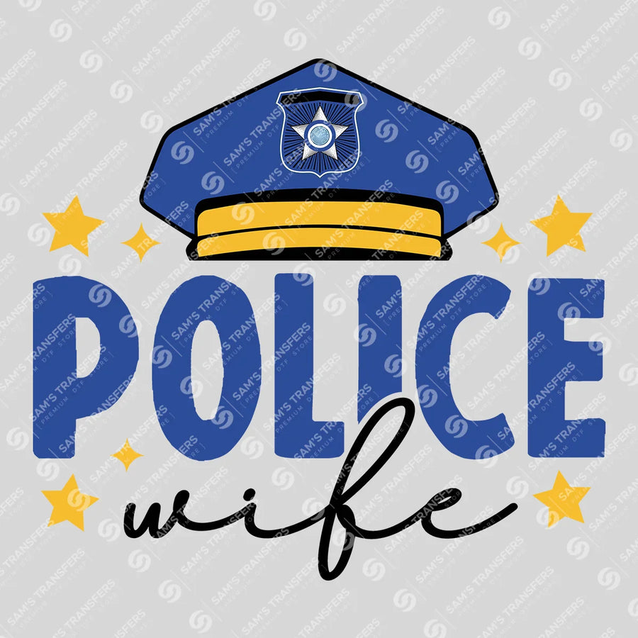 Police Wife Blue Hat Ready-to-Press DTF Transfer | SAT04205