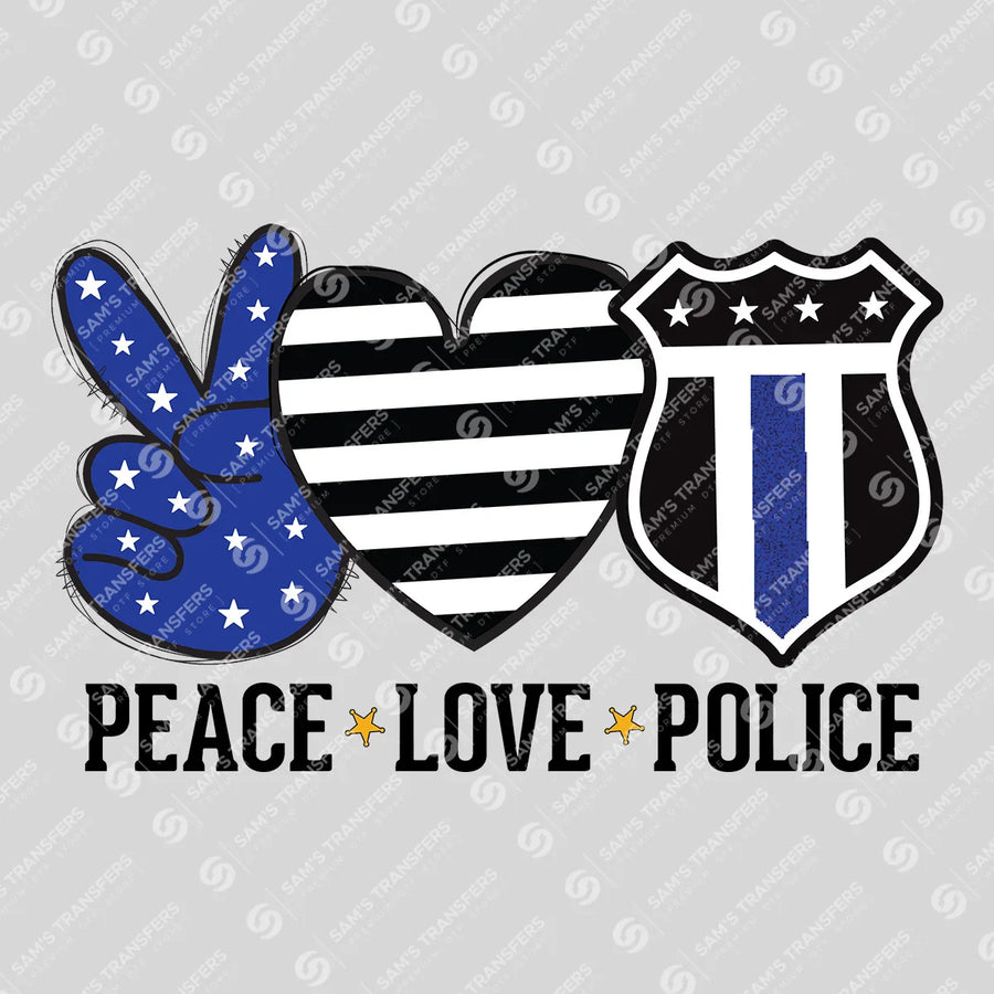 Peace Love Police Badge Ready-to-Press DTF Transfer | SAT04225
