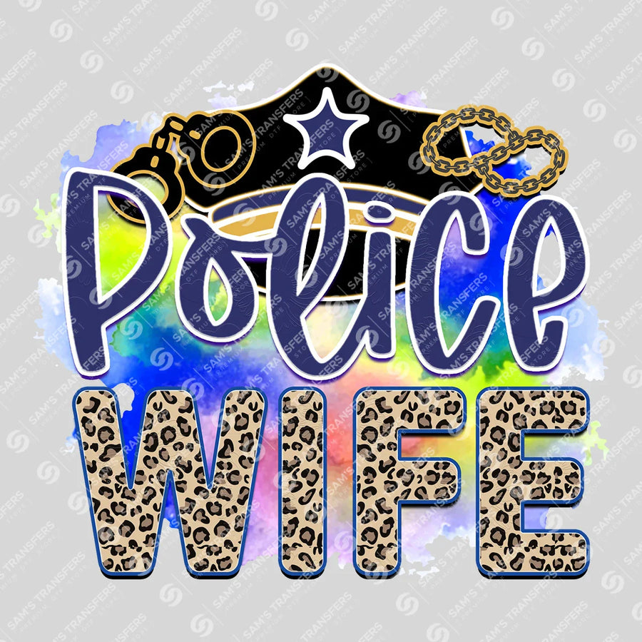 Police Wife Watercolor Ready-to-Press DTF Transfer | SAT04235