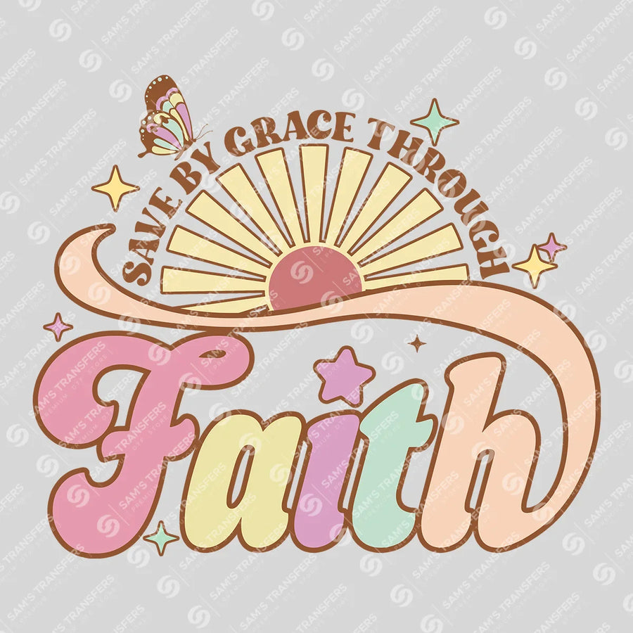 Saved by Grace Through Faith Retro Ready-to-Press DTF Transfer | SAT04630