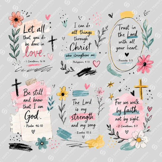 Apparel featuring a Faith Verses-themed DTF transfer.