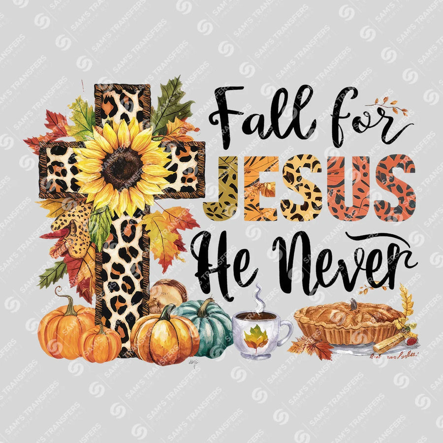 Fall for Jesus Leopard Cross Ready-to-Press DTF Transfer | SAT04753