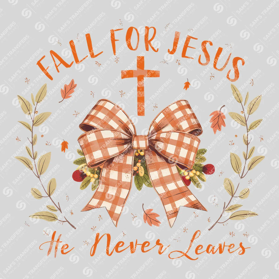 Fall for Jesus Gingham Bow Ready-to-Press DTF Transfer | SAT04756