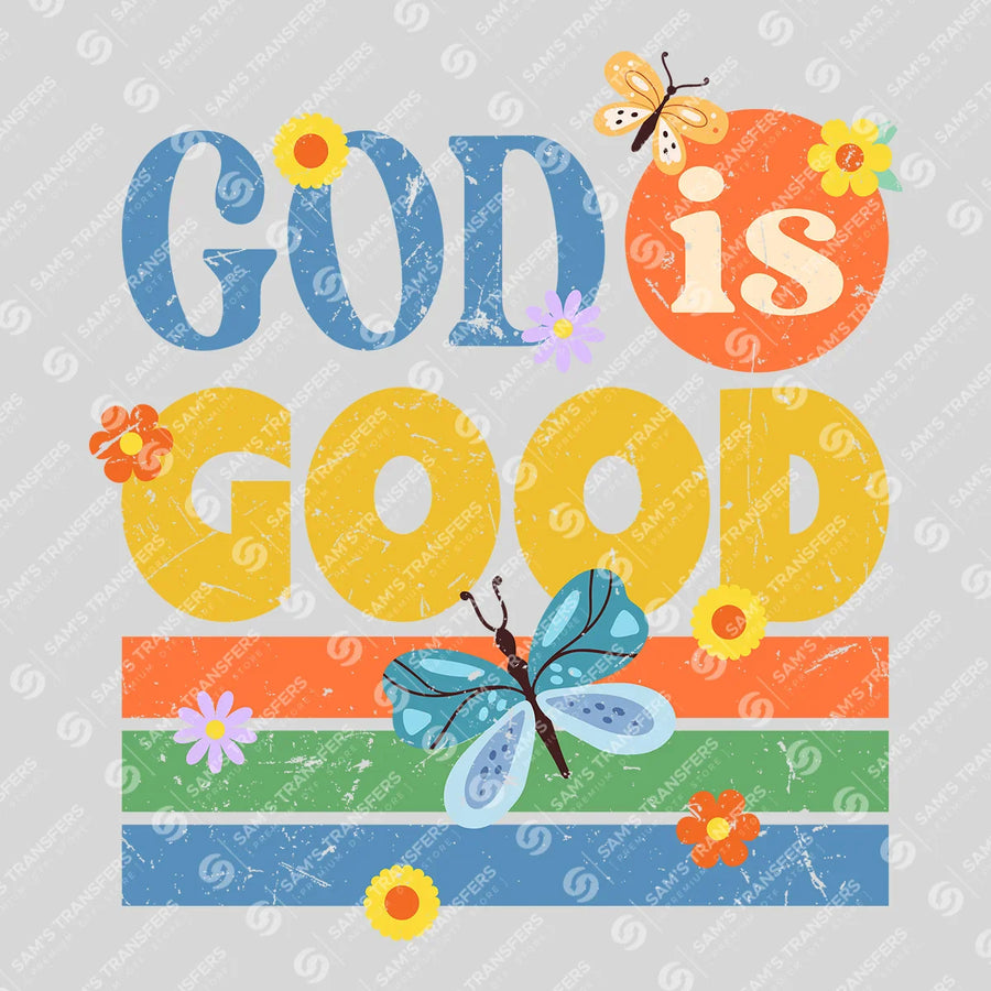 God Is Good Groovy Ready-to-Press DTF Transfer | SAT04764