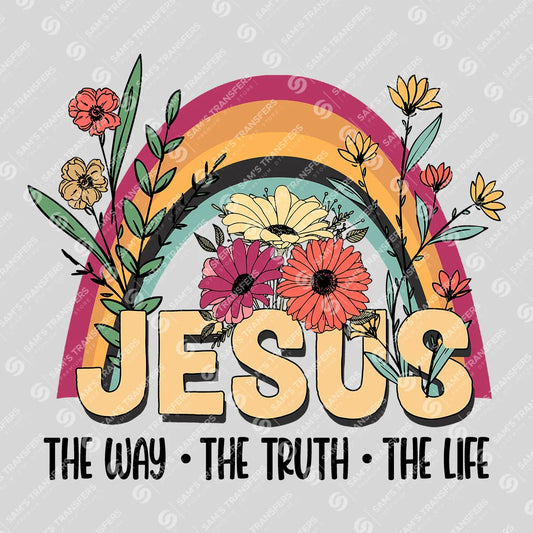 Apparel featuring a Jesus the Way the Truth the Life-themed DTF transfer.