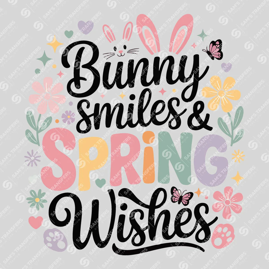 Bunny Smiles and Spring Wishes Ready-to-Press DTF Transfer | SAT04830