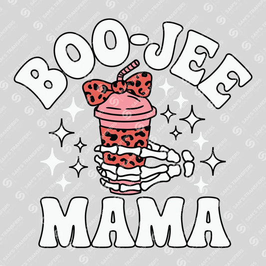 Apparel featuring a Boo-Jee Mama-themed DTF transfer.